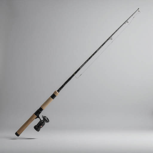 像素风格的钓鱼竿工具，木质手柄金属鱼钩，代表休闲玩法