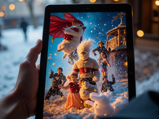 我的世界节日庆典，显示玩家角色在广场庆祝，有烟花和装饰